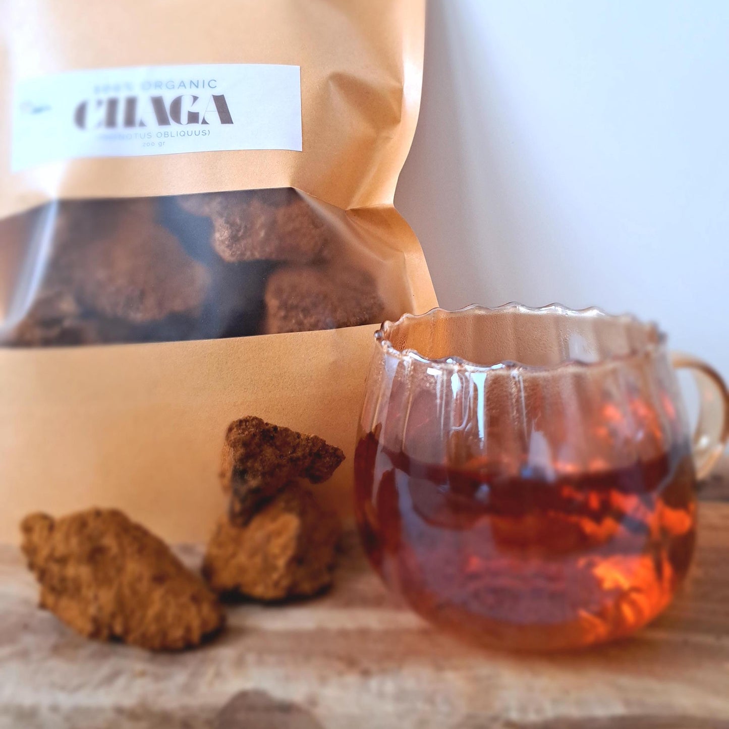 Trozos de Chaga silvestre 200 g | Orgánico y natural | Apoyo inmunológico | Té herbal rico en antioxidantes | Superalimento cosechado en 2025