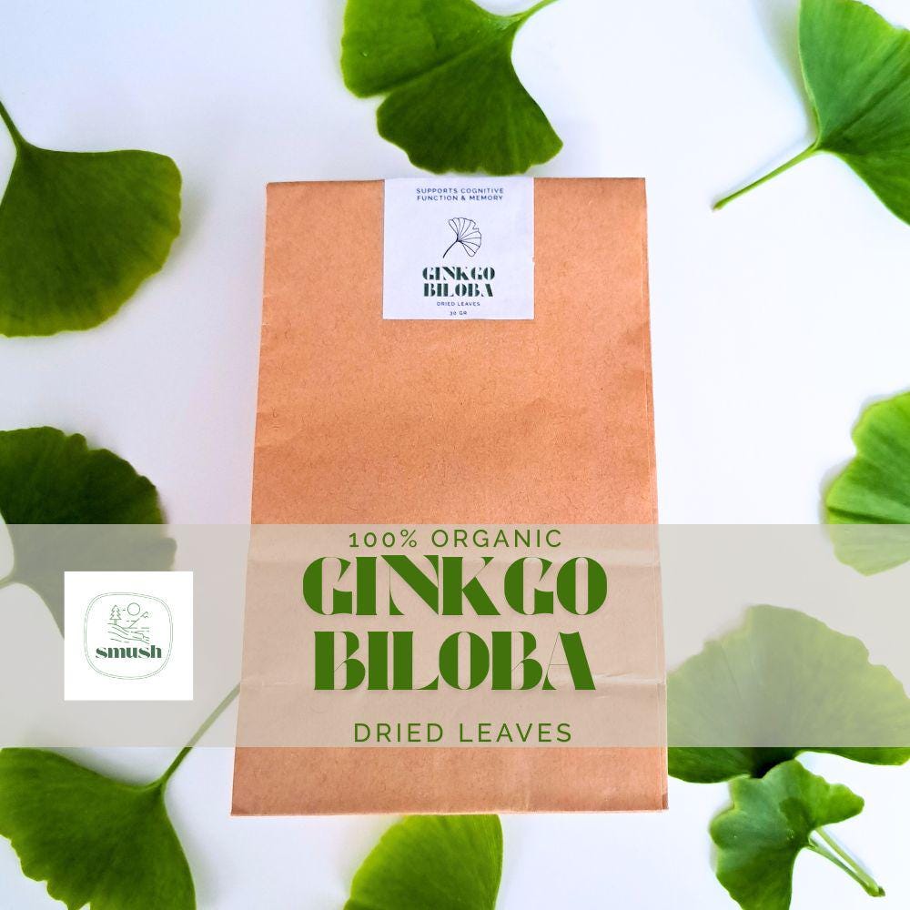 Hojas secas de Ginkgo Biloba – Té de hierbas 100% natural , 50 g, Apoyo para el cerebro y la memoria | Suelto | Solo para uso en adultos | Estimulante de la circulación